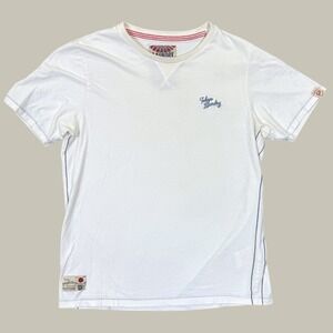 Tokyo Laundry Shirt Men M White Short Sleeve Graphic Logo Casual Crew Neck Tee